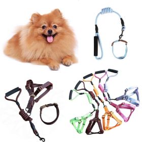 Dog Leash Two-color Machine Woven Nylon Handle Round Rope Pockmark Pet Chest Back Collar Pet Supplies